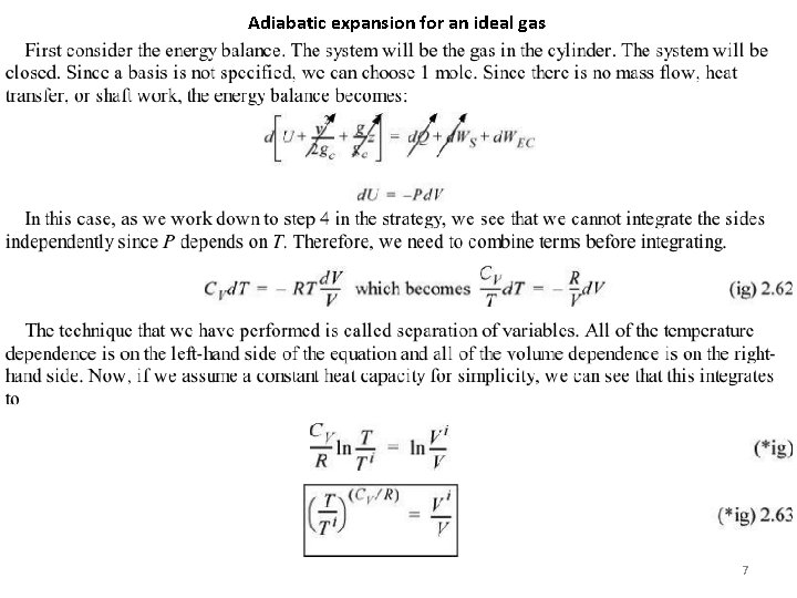 Adiabatic expansion for an ideal gas 7 