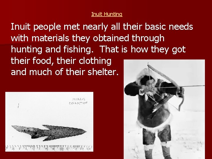 Inuit Hunting Inuit people met nearly all their basic needs with materials they obtained