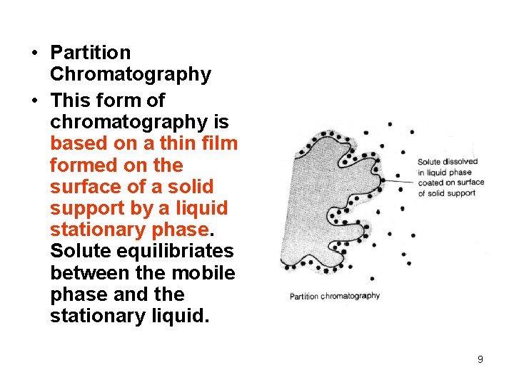  • Partition Chromatography • This form of chromatography is based on a thin