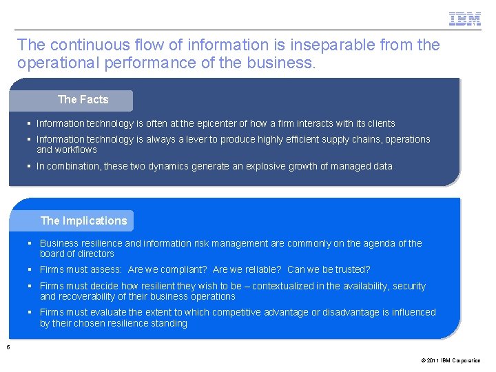 The continuous flow of information is inseparable from the operational performance of the business.
