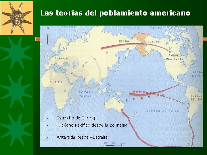 Las teorías del poblamiento americano Þ Estrecho de Bering Þ Océano Pacífico desde la Las teorías del poblamiento americano Þ Estrecho de Bering Þ Océano Pacífico desde la