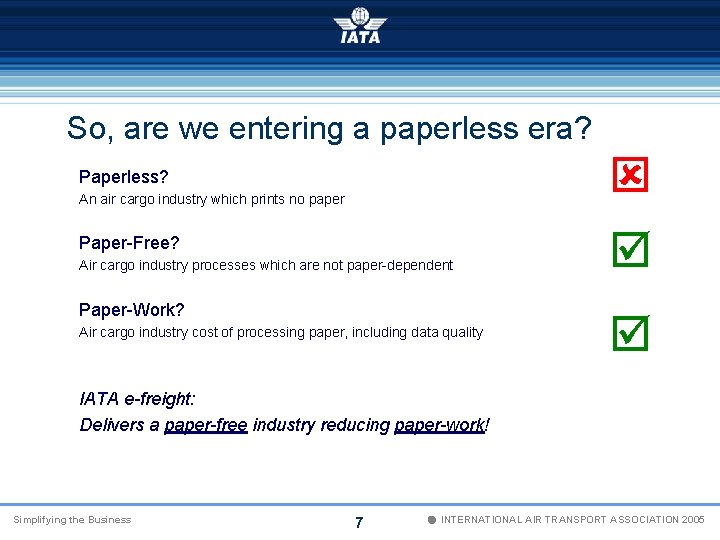 So, are we entering a paperless era? Paperless? An air cargo industry which prints