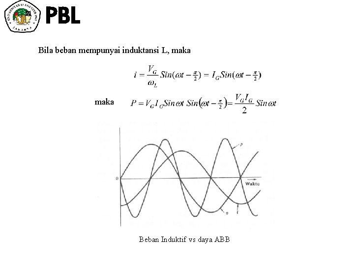 PBL Bila beban mempunyai induktansi L, maka Beban Induktif vs daya ABB 