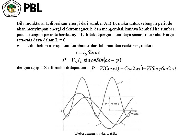 PBL Bila induktansi L diberikan energi dari sumber A. B. B, maka untuk setengah