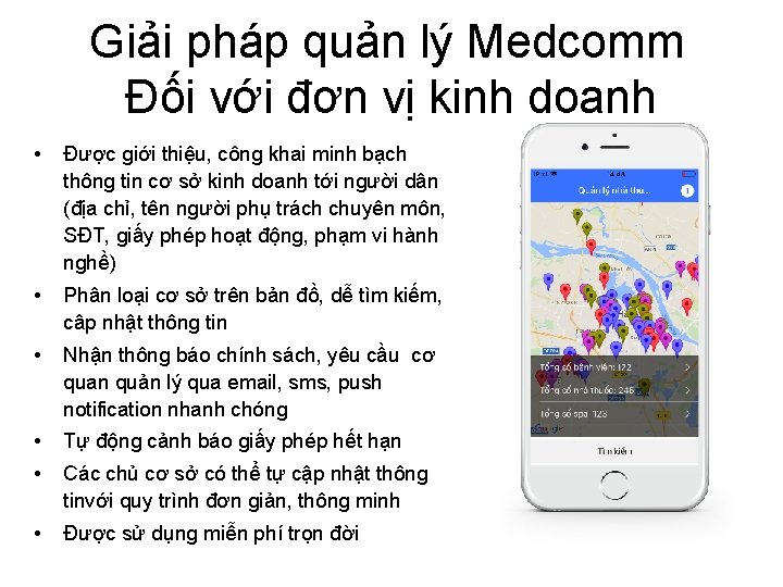 Giải pháp quản lý Medcomm Đối với đơn vị kinh doanh • Được giới