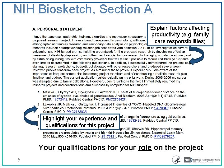 The NIH Biosketch November 2019 Why Allows applicants
