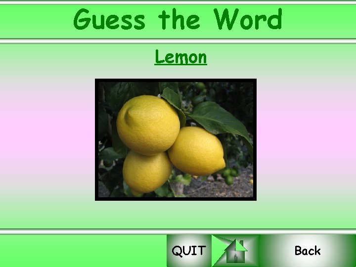 Guess the Word Lemon QUIT Back 