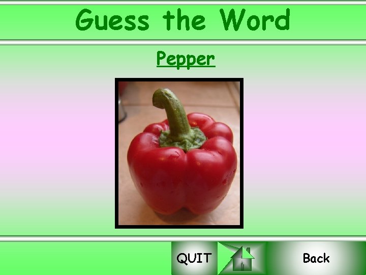 Guess the Word Pepper QUIT Back 