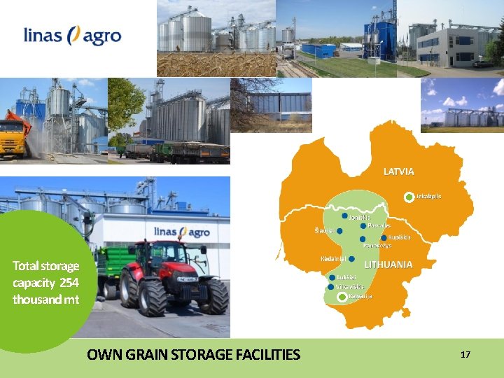 Total storage capacity 254 thousand mt OWN GRAIN STORAGE FACILITIES 17 