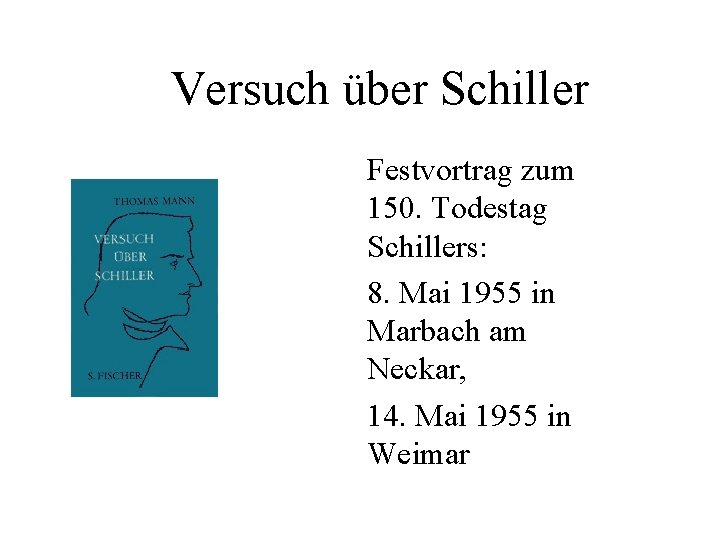 Versuch über Schiller Festvortrag zum 150. Todestag Schillers: 8. Mai 1955 in Marbach am