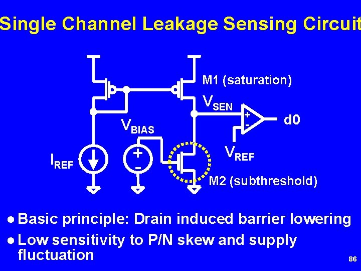 Single Channel Leakage Sensing Circuit M 1 (saturation) VSEN VBIAS IREF l Basic +