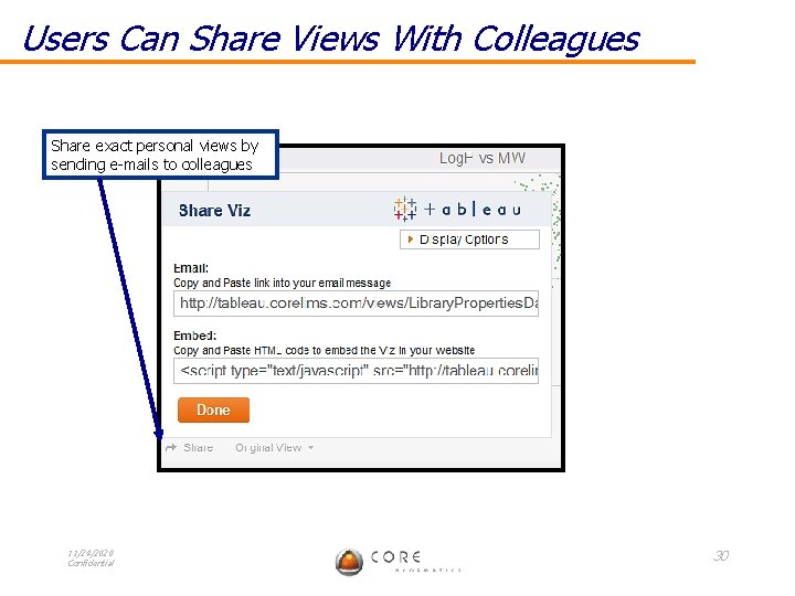 Users Can Share Views With Colleagues Share exact personal views by sending e-mails to