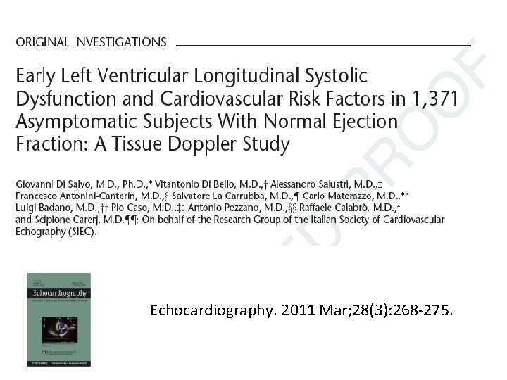 Echocardiography. 2011 Mar; 28(3): 268 -275. 