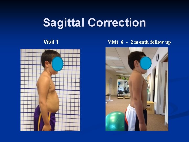 Sagittal Correction Visit 1 Visit 6 - 2 month follow up 