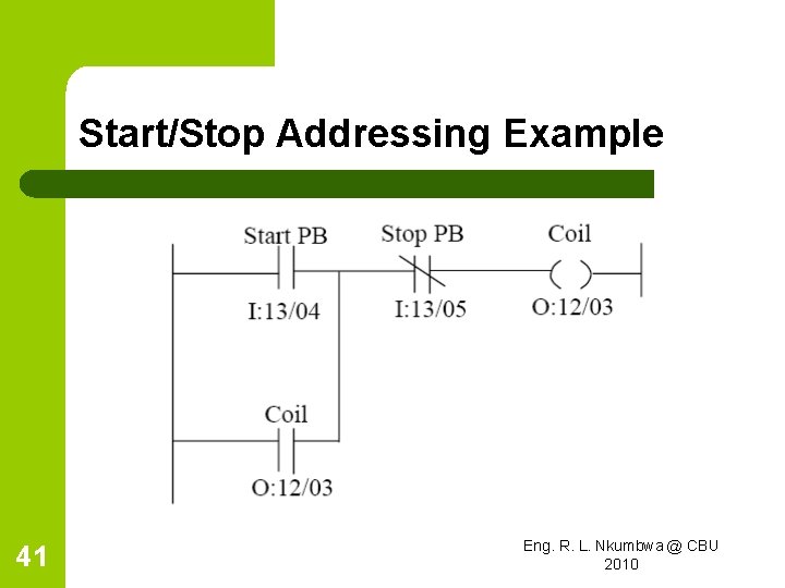 Start/Stop Addressing Example 41 Eng. R. L. Nkumbwa @ CBU 2010 