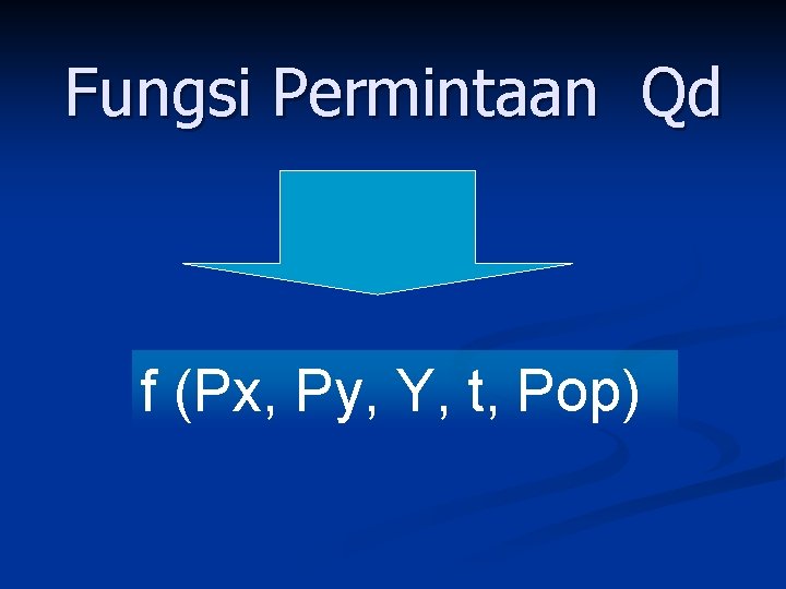 Fungsi Permintaan Qd f (Px, Py, Y, t, Pop) 