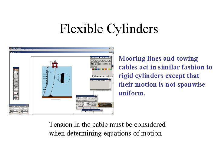 Flexible Cylinders Mooring lines and towing cables act in similar fashion to rigid cylinders