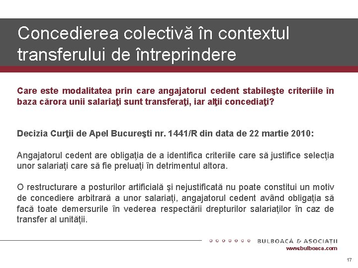 Concedierea colectivă în contextul transferului de întreprindere Care este modalitatea prin care angajatorul cedent