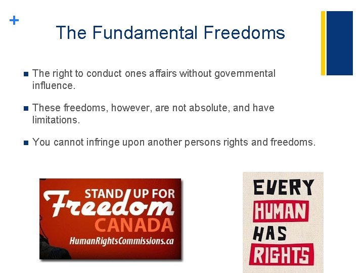 + The Fundamental Freedoms n The right to conduct ones affairs without governmental influence.