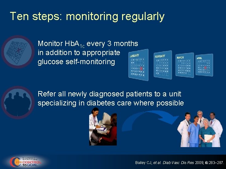 Ten steps: monitoring regularly Monitor Hb. A 1 c every 3 months in addition
