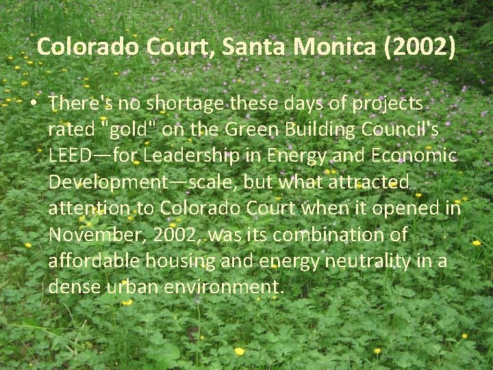 Colorado Court, Santa Monica (2002) • There's no shortage these days of projects rated