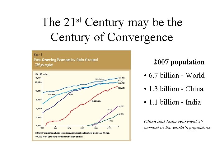 The 21 st Century may be the Century of Convergence 2007 population • 6.