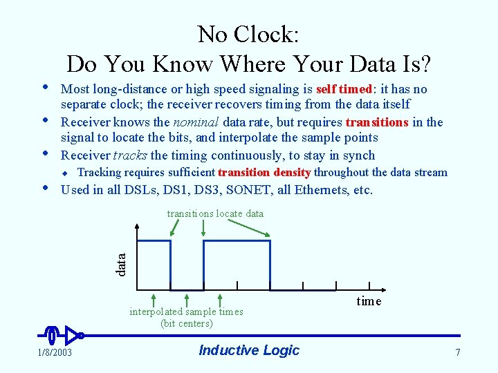  • • No Clock: Do You Know Where Your Data Is? Most long-distance