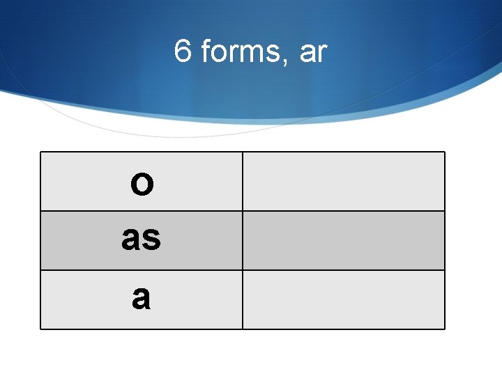 6 forms, ar o as a 