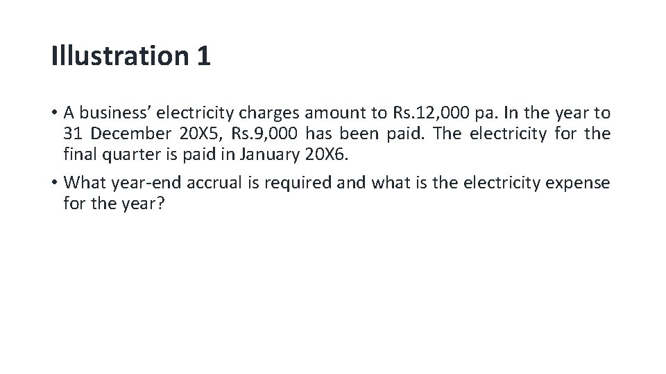Illustration 1 • A business’ electricity charges amount to Rs. 12, 000 pa. In