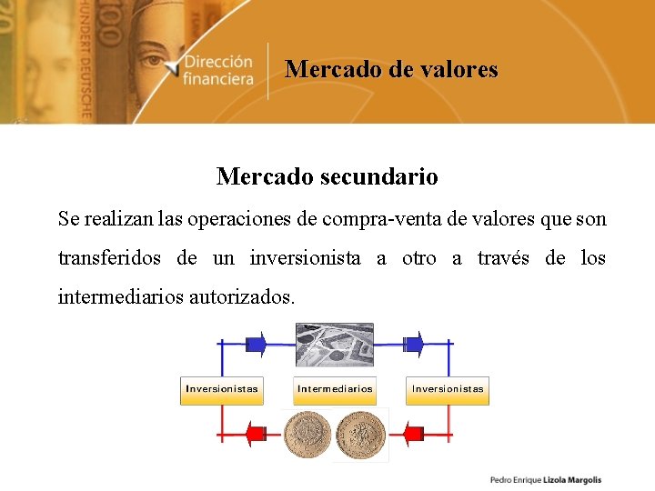 Mercado de valores Mercado secundario Se realizan las operaciones de compra-venta de valores que