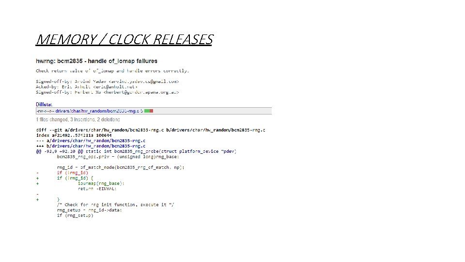MEMORY / CLOCK RELEASES 