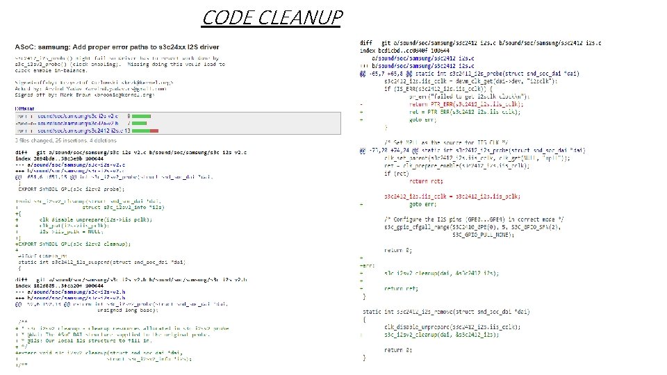 CODE CLEANUP 