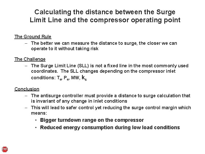 Calculating the distance between the Surge Limit Line and the compressor operating point The