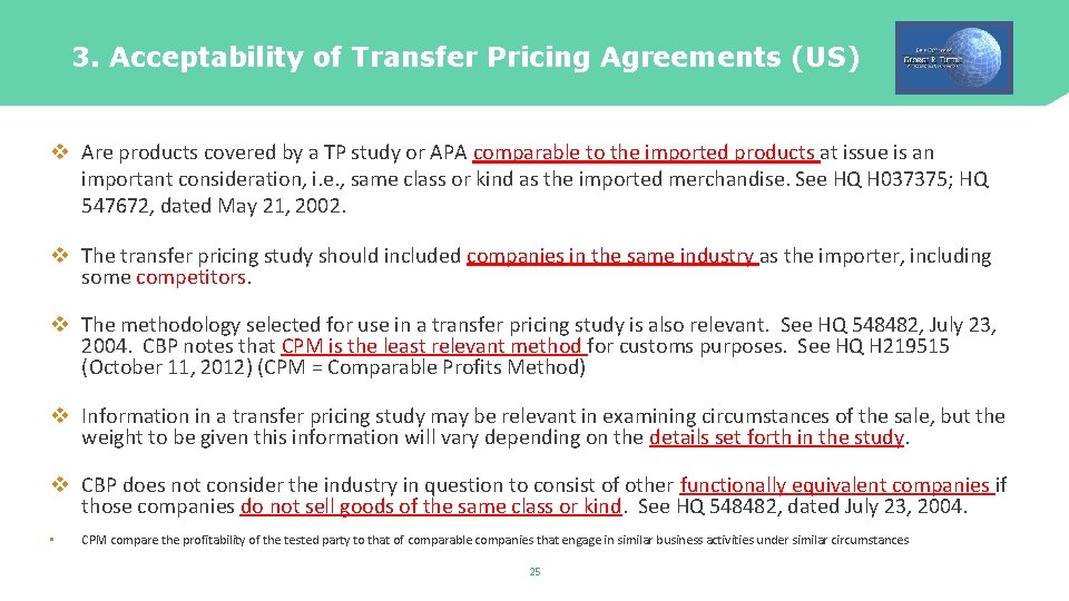 3. Acceptability of Transfer Pricing Agreements (US) v Are products covered by a TP