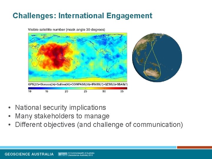 Challenges: International Engagement • National security implications • Many stakeholders to manage • Different