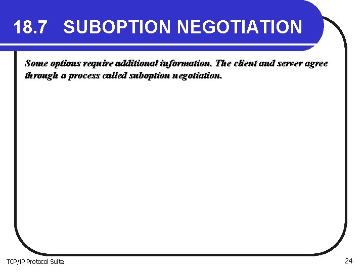 18. 7 SUBOPTION NEGOTIATION Some options require additional information. The client and server agree