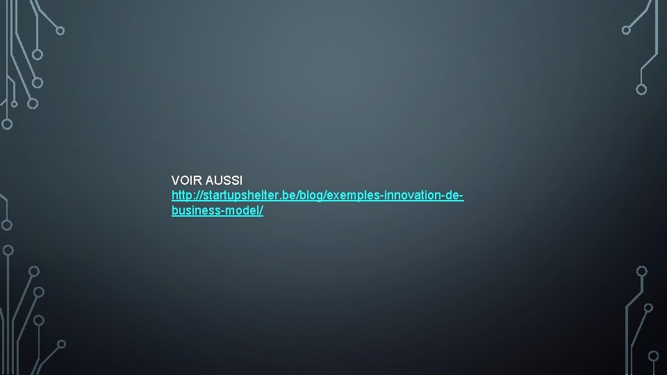 VOIR AUSSI http: //startupshelter. be/blog/exemples-innovation-debusiness-model/ 