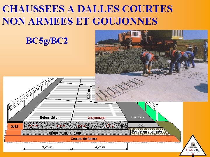 CHAUSSEES A DALLES COURTES NON ARMEES ET GOUJONNES BC 5 g/BC 2 