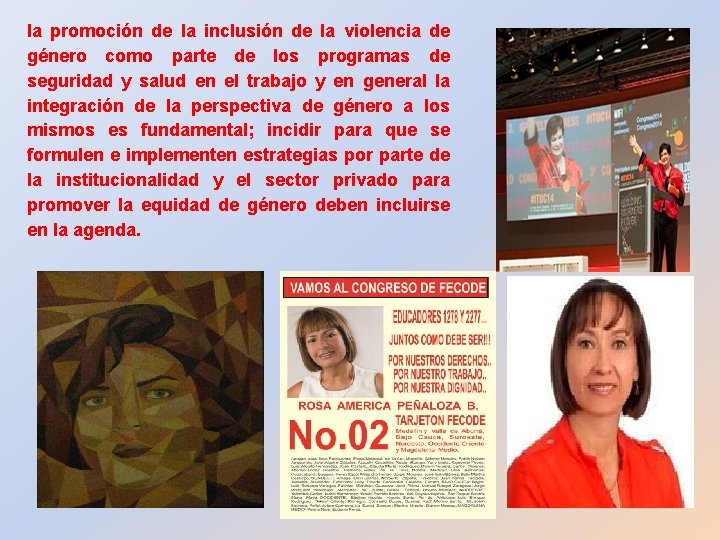 la promoción de la inclusión de la violencia de género como parte de los