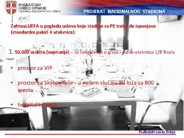 PROJEKAT NACIONALNOG STADIONA Zahtevi UEFA u pogledu uslova koje stadion za PE treba da