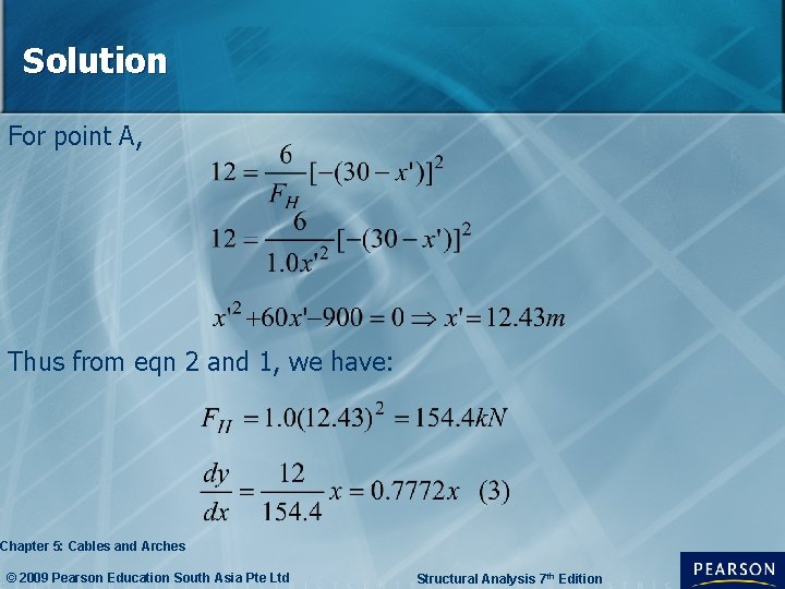 Solution For point A, Thus from eqn 2 and 1, we have: Chapter 5: