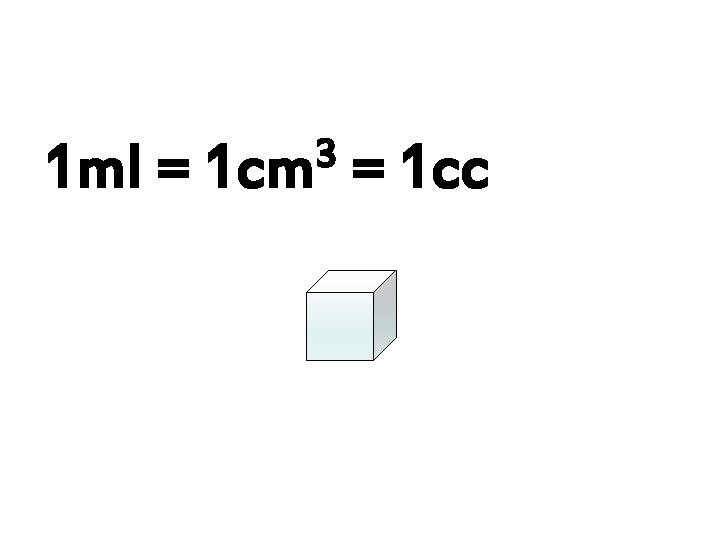 1 ml = 3 1 cm = 1 cc 
