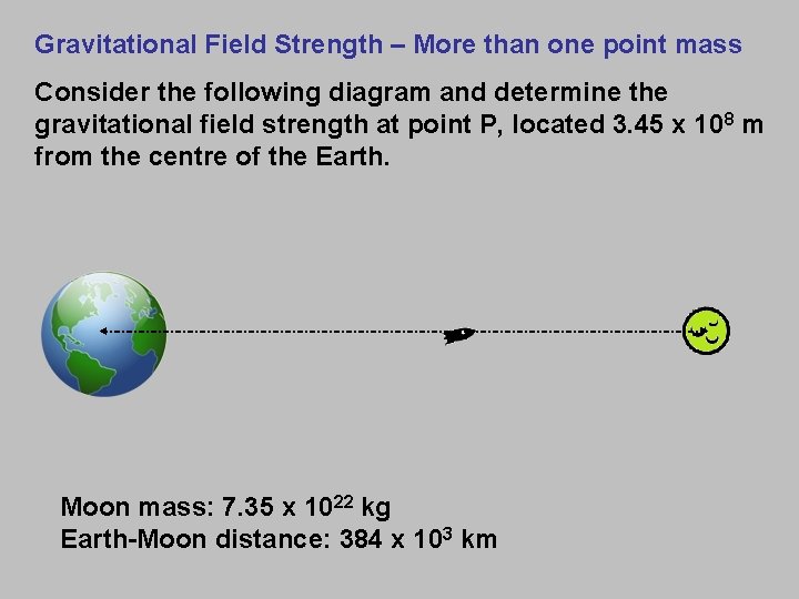 Gravitational Field Strength – More than one point mass Consider the following diagram and