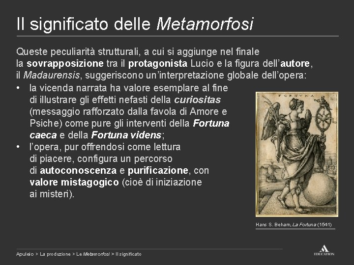 Il significato delle Metamorfosi Queste peculiarità strutturali, a cui si aggiunge nel finale la