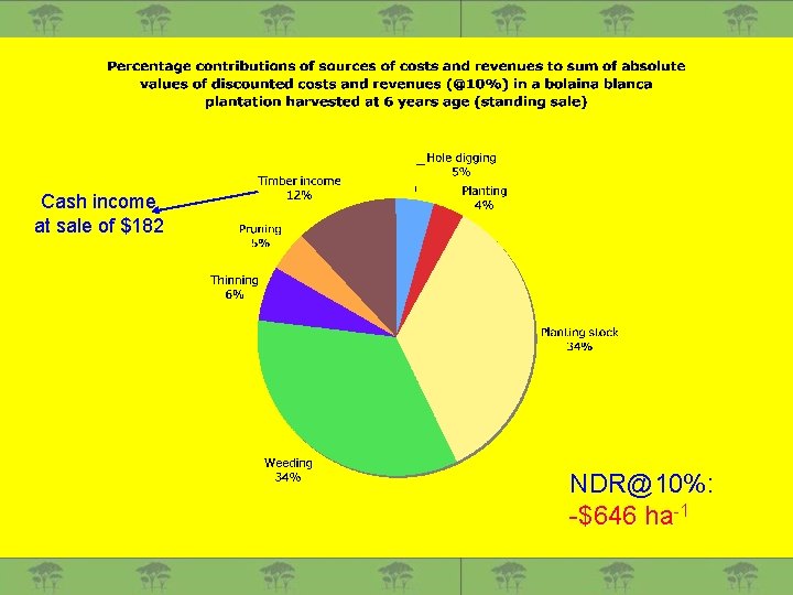 Cash income at sale of $182 NDR@10%: -$646 ha-1 