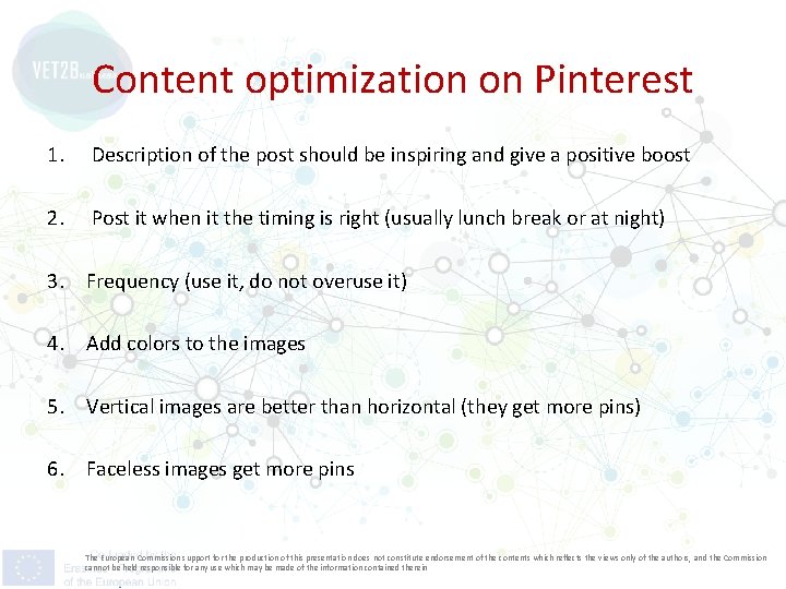 Content optimization on Pinterest 1. Description of the post should be inspiring and give