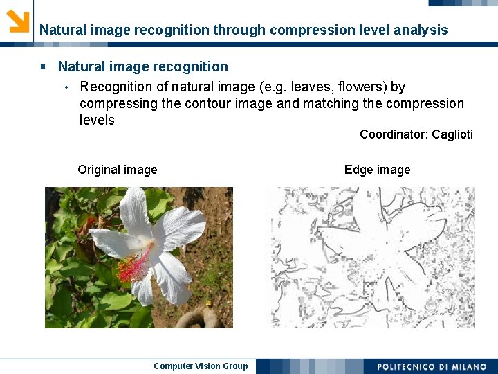 Natural image recognition through compression level analysis § Natural image recognition • Recognition of