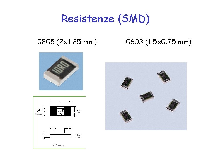 Resistenze (SMD) 0805 (2 x 1. 25 mm) 0603 (1. 5 x 0. 75