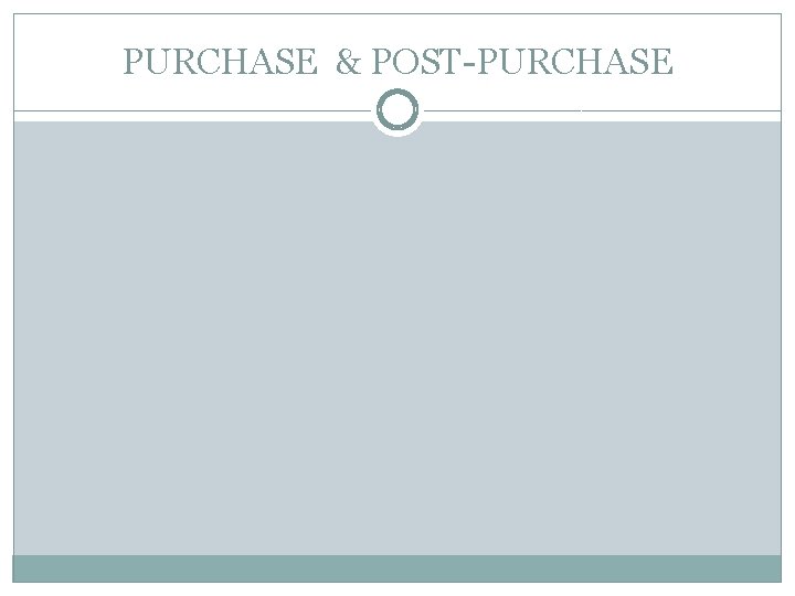 PURCHASE & POST-PURCHASE 