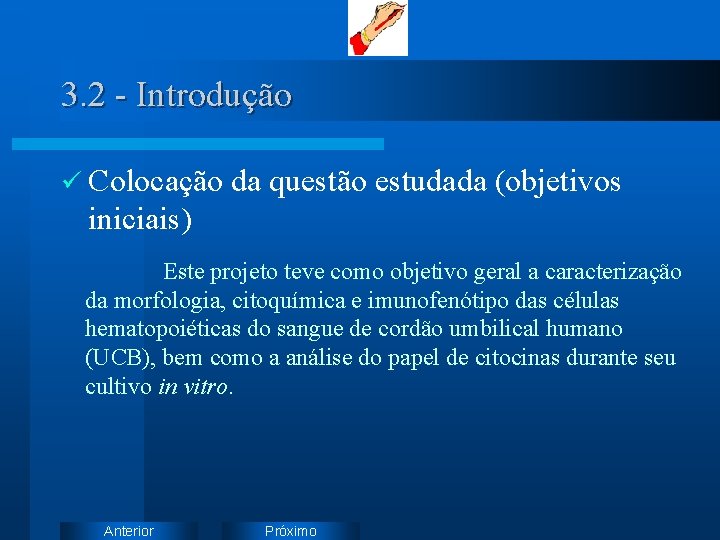 3. 2 - Introdução ü Colocação da questão estudada (objetivos iniciais) Este projeto teve